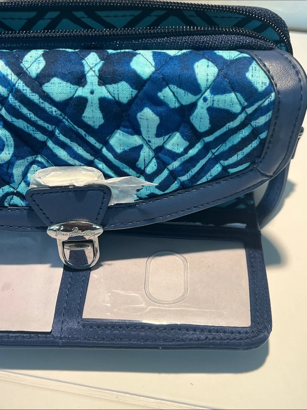 Vera Bradley Blue Patterned Wristlet Clutch with Teal Accents